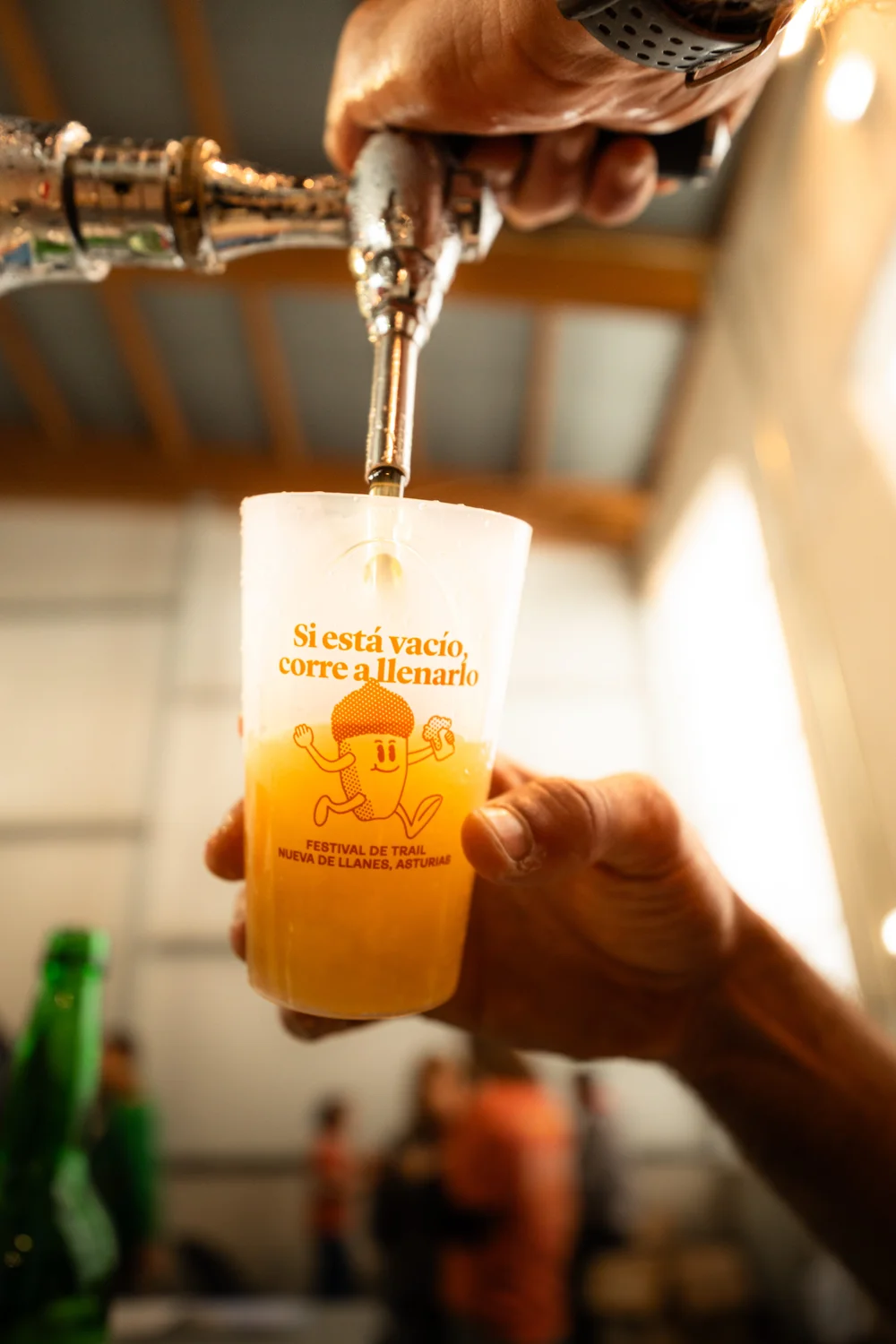 Pouring a beer after the race